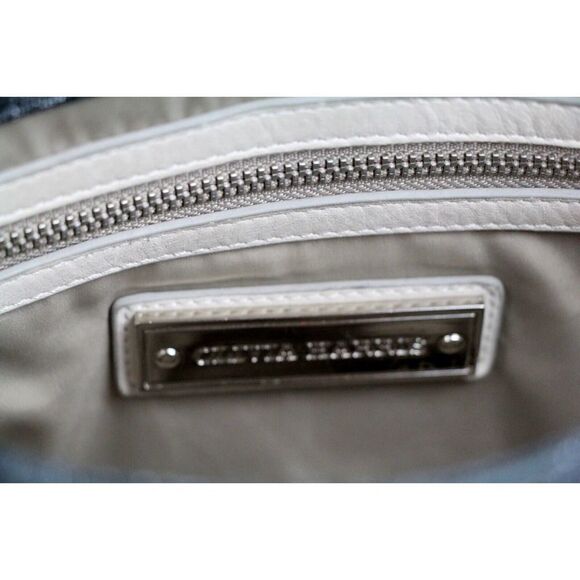 OLIVIA HARRIS BLUE IVORY GENUINE LEATHER FLAP SHOULDER BAG CROSSBODY HANDBAG - Picture 8 of 10